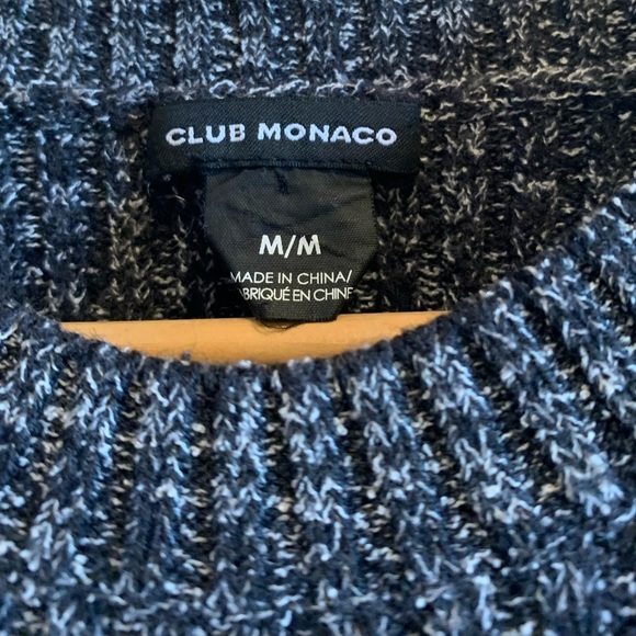 Club Monaco | Black heavy knit crew neck wool sweater with white flecks - Picture 3 of 8